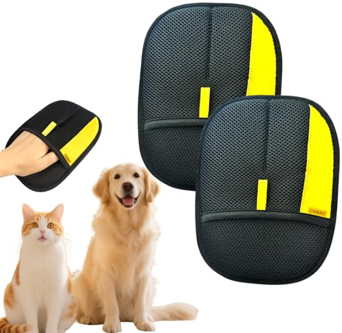 CAIBAO Electrostatic Pet Hair Removal Gloves: Quick Wiping - Reusable & Washable for Sofa Clothing Pet Beds Effortless Cats & Dogs Hair Remover for Busy Pet Owners (2pcs-Black)