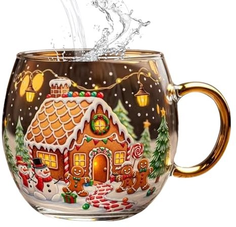 Dewireaey Tazas De Café Navideñas,Tazas De Vidrio Para Té Y Café En Festividades - Para Vino Agua Bebidas Chocolate Caliente Refrescos Latte 300ml