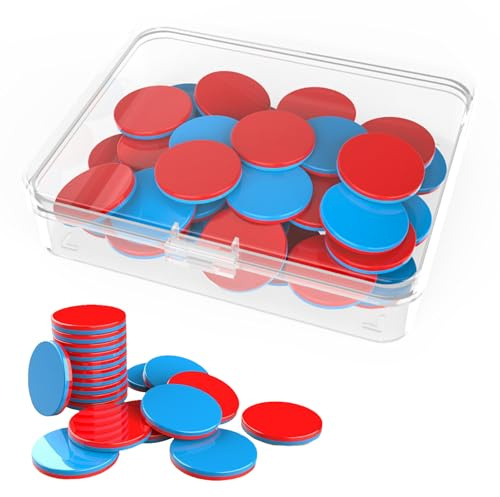 50 Reversibles de Plástico Rojo Azul Plaquitas Reversibles de Plástico Juego Matemáticas Reversibles Fichas de Conteo Matemáticas Ayuda con Cajas Matemáticas para Las Manos de Los Niños Tarea Regalo