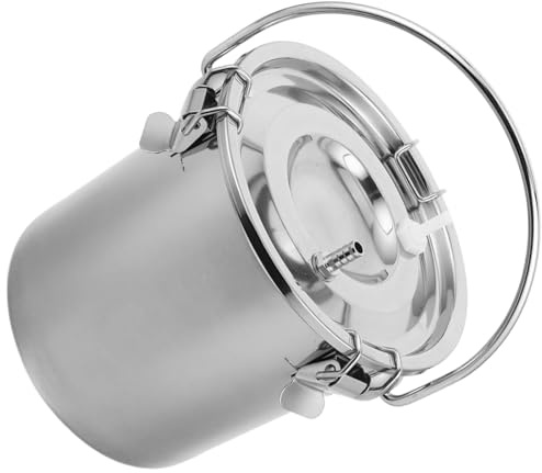 Wilgure Cubo de leche de acero inoxidable 3L/5L para vaca, cabras y caballos, accesorios para ordeñadora de ganado, equipo de ordeño