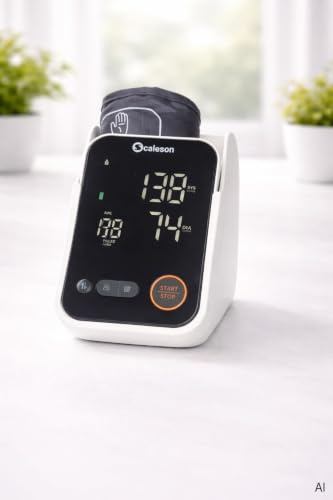 SCALESON S260.20 blodtrycksmätare för överarmen med förvaringsfack/medelvärdesfunktion/med stor LED-skärm/WHO-funktion/dubbelanvändare/2 x 120 minnesplatser/appfunktion/röstfunktion