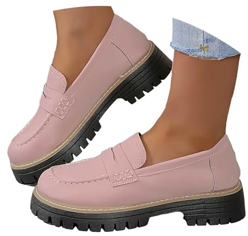 Générique Chaussures décontractées en Cuir à Semelles épaisses pour Femmes Chaussures à Enfiler Confortables et élégantes parfaites pour Un Style Quotidien