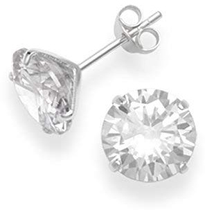 Heather Needham Sterling Silver Large Cubic Zirconia Stud Earrings for Women - Radiant & Elegant - Size: 9mm - Gift Boxed 5771CZ