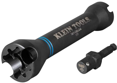 Klein Tools NRHD 5-In-1 Impact Socket, Features Three Square Socket Sizes: 3/4-,1, and 1-1/8- Inch, and Small and Large Alignment Slots