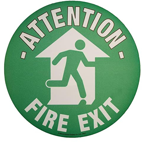 Floor Graphic Markers - Floor Adhesive Sign, Warning Stickers, Safety Sign - 430mm dia. - Fire Exit