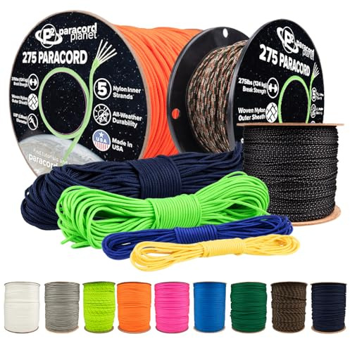 PARACORD PLANET Tactical 5-Strand Nylon Core 275-LB Tensile Strength Paracord Rope 3/32 Inch (2.38mm Diameter) (Black, 100 Feet)