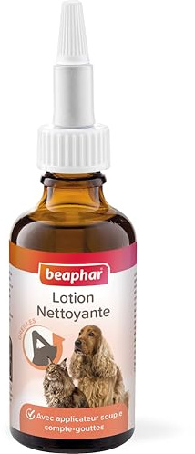 Beaphar – Lotion nettoyante pour Les Oreilles du Chien et du Chat – Permet Un Nettoyage en Douceur – Applicateur Souple – Système Compte-Gouttes – Pratique et Facile à Utiliser – 50 ML