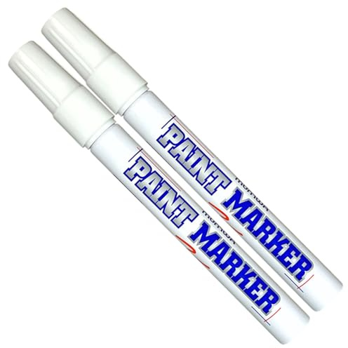 Paint Markers Oil-Based Pen Permanent Waterproof Car Tire Tread Rubber Metal - 2 pcs (White)
