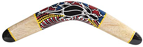 Australian Treasures - Handgefertigter Bumerang - Größe 40cm - bemalt - Holzboomerang