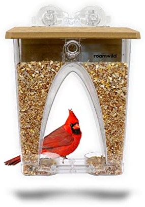 Roamwild Beautiful Arch Window Wild Bird Feeder with Huge 4LBS Capacity & Ultra Strong Dual Suction Technology for Outdoors with Drainage Holes & Window Protectors