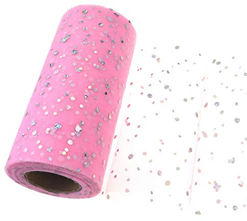LumeiyTüll Roll Glitter Pailletten Spule Tutu Hochzeit Weihnachtsfeier Geburtstag Dekoration Geschenk Bastelbedarf (Rosa)