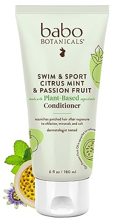 Babo Botanicals Swim & Sport Citrus Mint & Passion Fruit Conditioner - Purifying & replenishing- Shea Butter & Green Tea - For all ages - Scented with Citrus and Peppermint Essential Oils