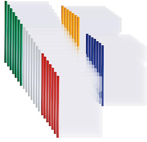 150 Pcs Bulk A4 Clear Report Cover with Sliding Bar 5 Colors Folder Binder Sliding Bar Files Classification Transparent Resume Clipbar Presentation File Folders for School and Office