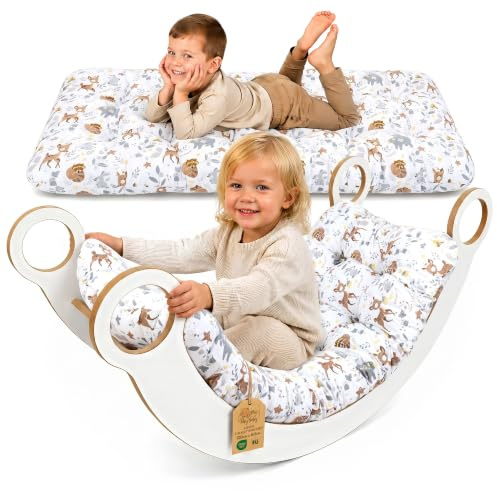 Golvkudde stor 60x120 cm - sittdyna barn golvlekmatta babygolvmadrass barnrum Rådjur med björnar