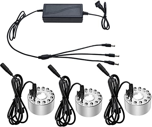 TTiiLoe Party Mist Maker, 12 LED Red Yellow and Blue Light Flashes Fog Machine Water Fountain Pond Fogger for Rockery Fishtank Vase Bir (Color : C)