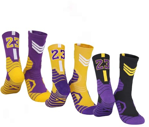 MAHZA Unisex Elite Basketball Socken Teamnummer Athletische Baumwollsocken Fans Geschenk (23-3,F)