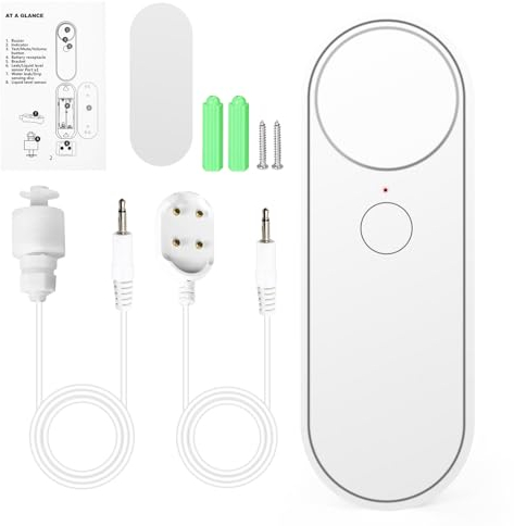 Ailao 2 In 1 Wassermelder WLAN Wassermelder Wasseralarm Smart Tuya Wasser Leck Detektor Nach Hause Überschwemmung 90 dB akustischer Alarm Länge 2m ohne Batterie mit Fernüberwachung.
