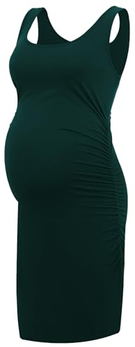 Smallshow Women's Maternity Dress Sleeveless Ruched Pregnancy Clothes Summer