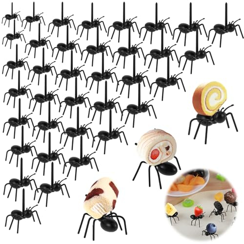 Abeillo 36Pcs Ant Toothpicks, Reusable Food Picks for Bug Birthday Party Decorations Halloween Party Supplies Cute Fruit Dessert Forks Appetizer Forks for Picnic Themed Party Decorations