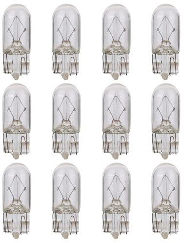 Verazquy 12 Pcs 501 W5W T10 Car Bulbs, Capless Sidelight Car Interior Tail Indicator Repeater Interior Number Plate Dashboard Light Bulb, Bright Enhanced Lasting Interior Exterior Lighting