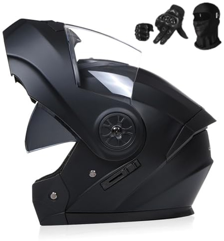 Casco moto con casco omologato DOT/ECE Casco moto apribile Casco moto integrato con doppia visiera antiappannamento Casco moto integrale da corsa per adulti G,S55-56CM