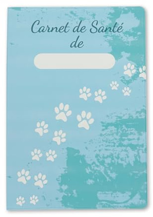 nemau - Protège Carnet de Santé pour Chats, Chiens et Autres Animaux Domestiques - Matière Gomme Expansée - Fabriqué en France - Petit ou Grand Format au Choix - Modèle Empreinte Bleue (16 x 23 cm)