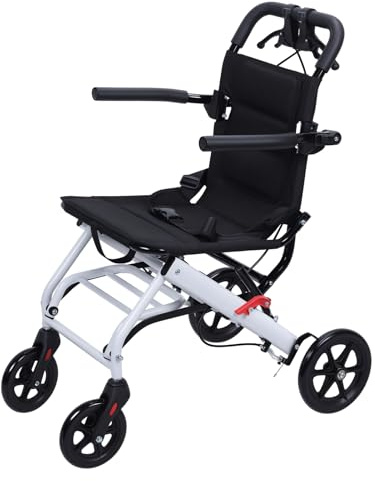 CUSROS Sedia a rotelle portatile pieghevole leggera, sedie a rotelle da trasporto per adulti e anziani, supporta 81,6 kg, sedia a rotelle stretta, sedia a rotelle leggera da viaggio, sedia a rotelle