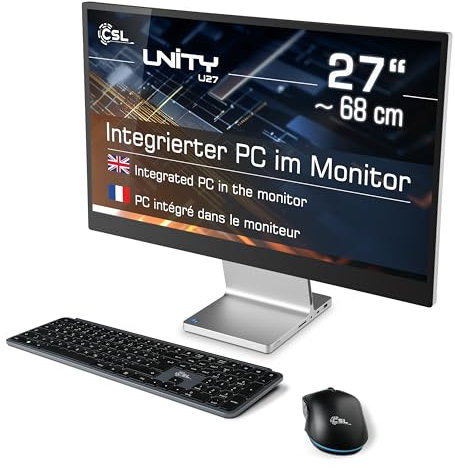 All-in-One PC CSL Unity U27 Windows 11 Home - Powerful AIO, 27 Inch Full HD IPS Display, Intel Core i5-1235U CPU 4400MHz Turbo, 1000GB M.2 SSD, 16GB DDR5-RAM, USB 3.2, BT 5.2, AX WLAN