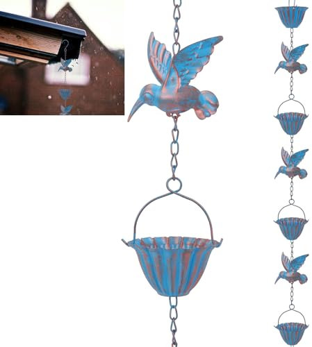 BigKing Chaîne de pluie colibri pour gouttières, chaîne de pluie suspendue pour l'évacuation de l'eau, décoration pour attrape-pluie libre et tuyaux de descente