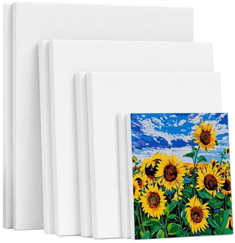 8 Piezas Lienzos para Pintar, Enmarcados Pintura Blanco, Paneles Algodón para Acrílica, Óleo, Acuarela, Acrílicos, Canvas Preestirados para Profesionales, Aficionados, Principiantes, Niños, Artistas