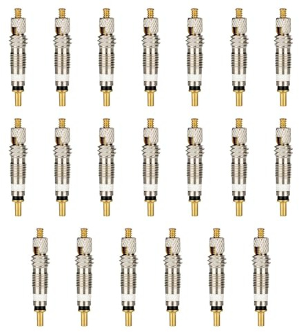 Funver 20 Pack Presta Valve Cores, High-Pressure Brass Bicycle Valve Replacement, Universal Valve Core Kit 5mm X 26mm Removable Core Presta for Road Bike Mountain Bike MTB Tire Tube Repair Accessories