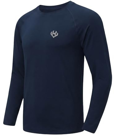 Vankee Maglietta Sportive Uomo Asciugatura Rapida Traspirante Maniche Lunghe Shirt Funzione Allenamento Top Protezione UV Maglietta Leggero All Aperto Maglia Da Corsa Per Escursionismo Ciclismo Casual