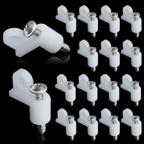 fallingstar 3/8 Inch Offset Window Screen Clips with Screws, Diecast Nylon Screen Retainer Clips for Fastening Windows, Storm Panels, Screen & Storm Doors (15, White)