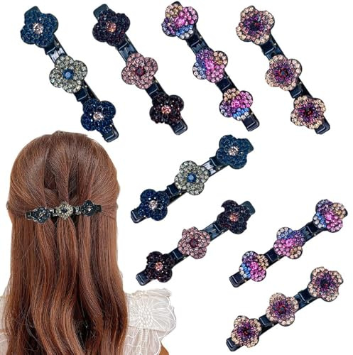 Barrettes à cheveux élégantes avec strass - Pinces tressées à double couche de strass pour femmes et filles