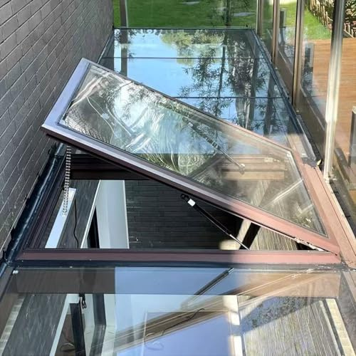 Finestra per Tetto elettrica in Alluminio, lucernario con Telecomando e sensore Pioggia, Personalizzabile, per Tetto, soffitta, Cantina, A, 80x50 cm/31,5x19,7 Pollici