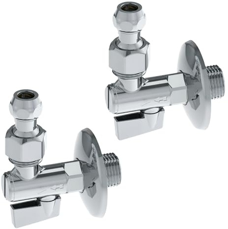 Set 2 Rubinetti Sottolavabo a Sfera 1/2 x 3/8 con Filtro integrato e snodo| Ottone Nichelato CW617N | per Lavabo e Bidet bagno Made In Italy | Controllo acqua Calda e fredda | Leva in Metallo