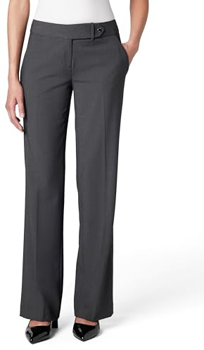 Calvin Klein Women's Classic Fit Straight Leg Lux Suit Pant, Charcoal, 8