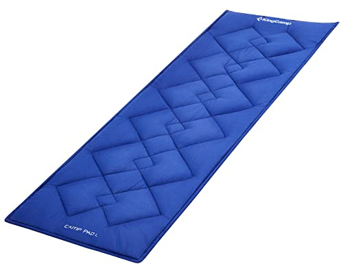KingCamp Colchoneta para Cama De Campo Plegable, Cojín para Cama De Camping con Sistema Antideslizante (Puntos Y Correas), Mezcla Algodón/Poliéster, Transpirable Y Lavable, para Camping