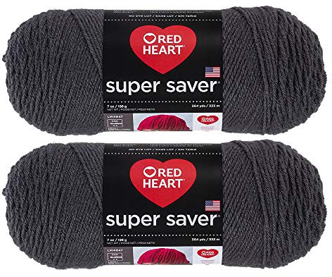 Bulk Buy: Red Heart Super Saver (2-Pack) (Charcoal, 7 oz Each Skein)