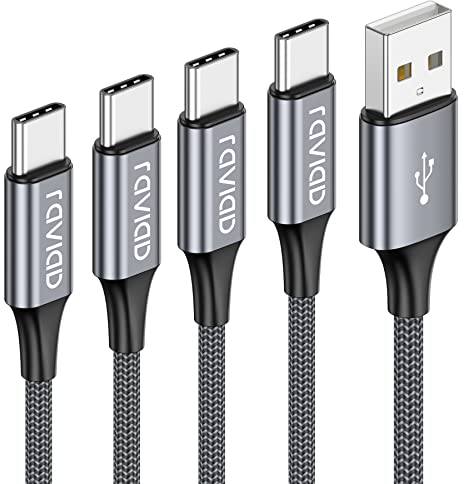 RAVIAD USB C Kabel [4Pack 0.5M 1M 2M 3M] 3.1A Ladekabel USB C Schnellladekabel Nylon USB C Ladekabel für iPhone 15 Pro Max, Samsung Galaxy S24 S23 S22 S21 S20 Note 10, Huawei P60
