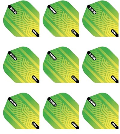 RED DRAGON Hardcore Ionic Green and Yellow Dart Flights Standard Dart Flights 3 Sets pro Packung (9 Wellen in total)