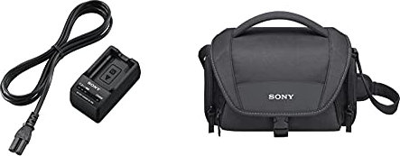 Sony BC-TRW Reiseladgerät (für Lithium-Ionen Akkus der W-Serie, u.a. NP-FW50 für Alpha, Cyber-Shot, Handycam, NEX) & LCS-U21 Universal-Tasche für Handycam, Alpha und Cybershot Kameras, Schwarz