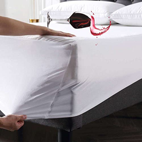 Waterproof Mattress Protector Super King - Terry Cotton, Breathable & Noiseless, 30 cm Deep Pocket Fitted Skirt, Incontinence & Spill Protection, Machine Washable (White, Super King)