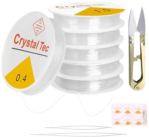 Fil Elastique 0.4-1mm Transparent pour Bijoux DIY - Kit Aiguille et Perles Nylon pour Bracelet et Collier