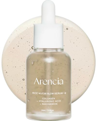 ARENCIA Rice Mucin Glow Serum, Siero Radioso con Collagene, Acido Ialuronico e Niacinamide, 30 ml