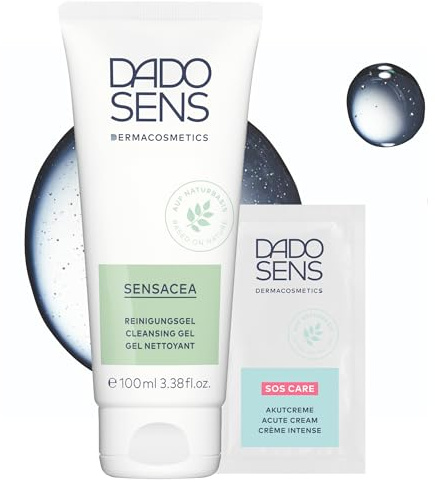 DADO SENS SENSACEA Gel detergente (100 ml) + crema SOS acuta in bustina | Pulizia delicata del viso | Idratante e lenitivo per la rosacea | Riduce arrossamenti e couperose