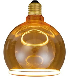 Suprema, Lampada LED Decorativa Forma Ring, Attacco E27, Finitura Ambrata Vintage, Tensione 220-240V, Luce Calda 1800K (Diametro 125mm)