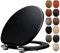 Fanmitrk Wooden Toilet Seat, Soft Close Black Toilet Seat Wood with Adjustable Solid Hinges (E1889)