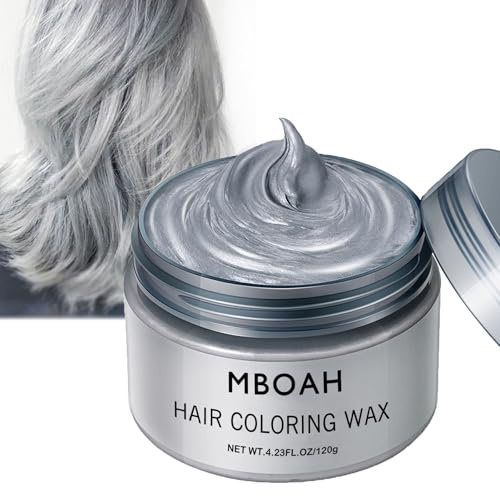Cire de coloration capillaire, Cire coiffante temporaire pour cheveux naturels, Pommade lavable à base de plantes pour hommes et femmes, coiffure naturelle mate pour fête, cosplay, Halloween (Gris