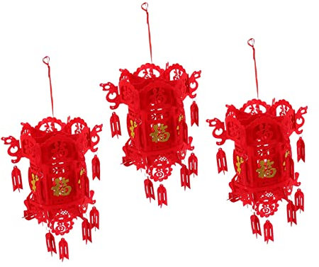 NUOBESTY 3piezas Linternas No Tejidas De Estilo Chino Decoración Tradicional Para Año y Bodas Colgantes Tridimensionales Dorados Para Festivales y Hogares